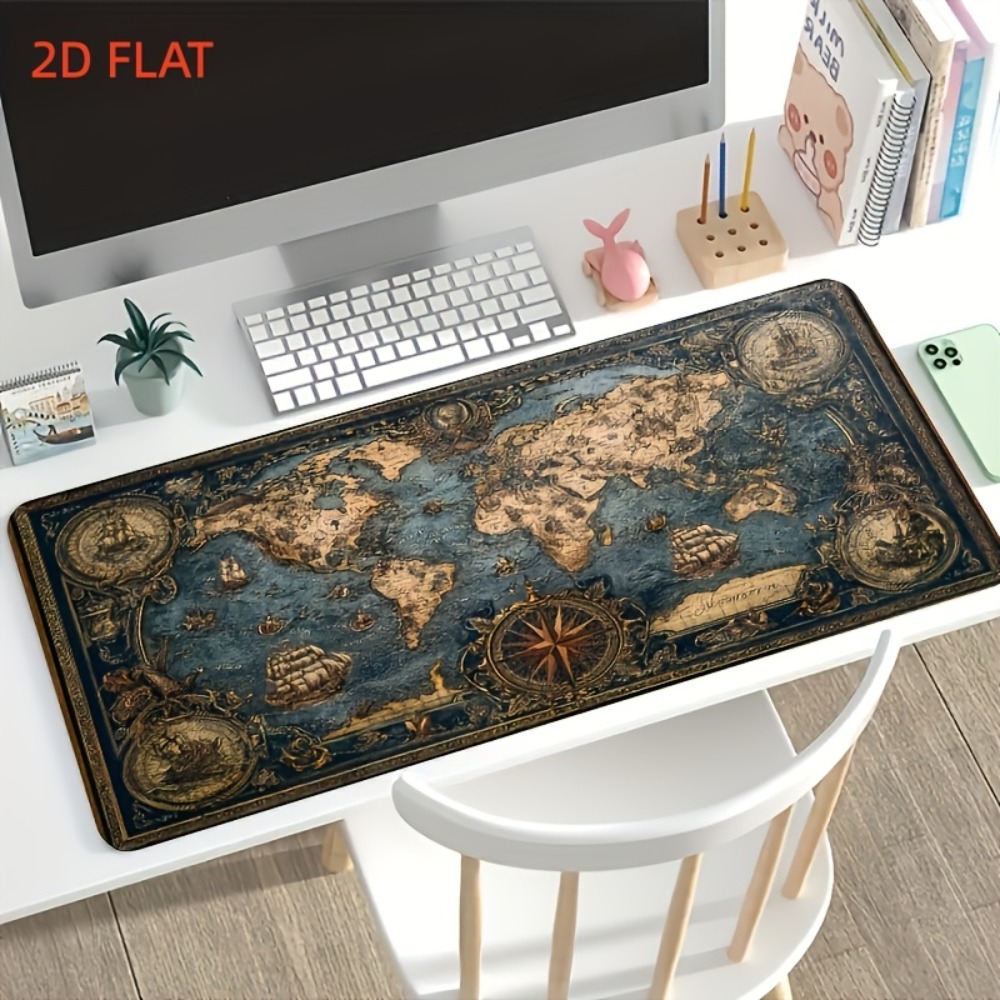Retro Gaming Keyboard And Mouse - CIFBUY 大型ゲーミングマウスパッド レトロ世界地図 ノーティカル 滑り止めゴム製 洗えるキーボードデスクマット