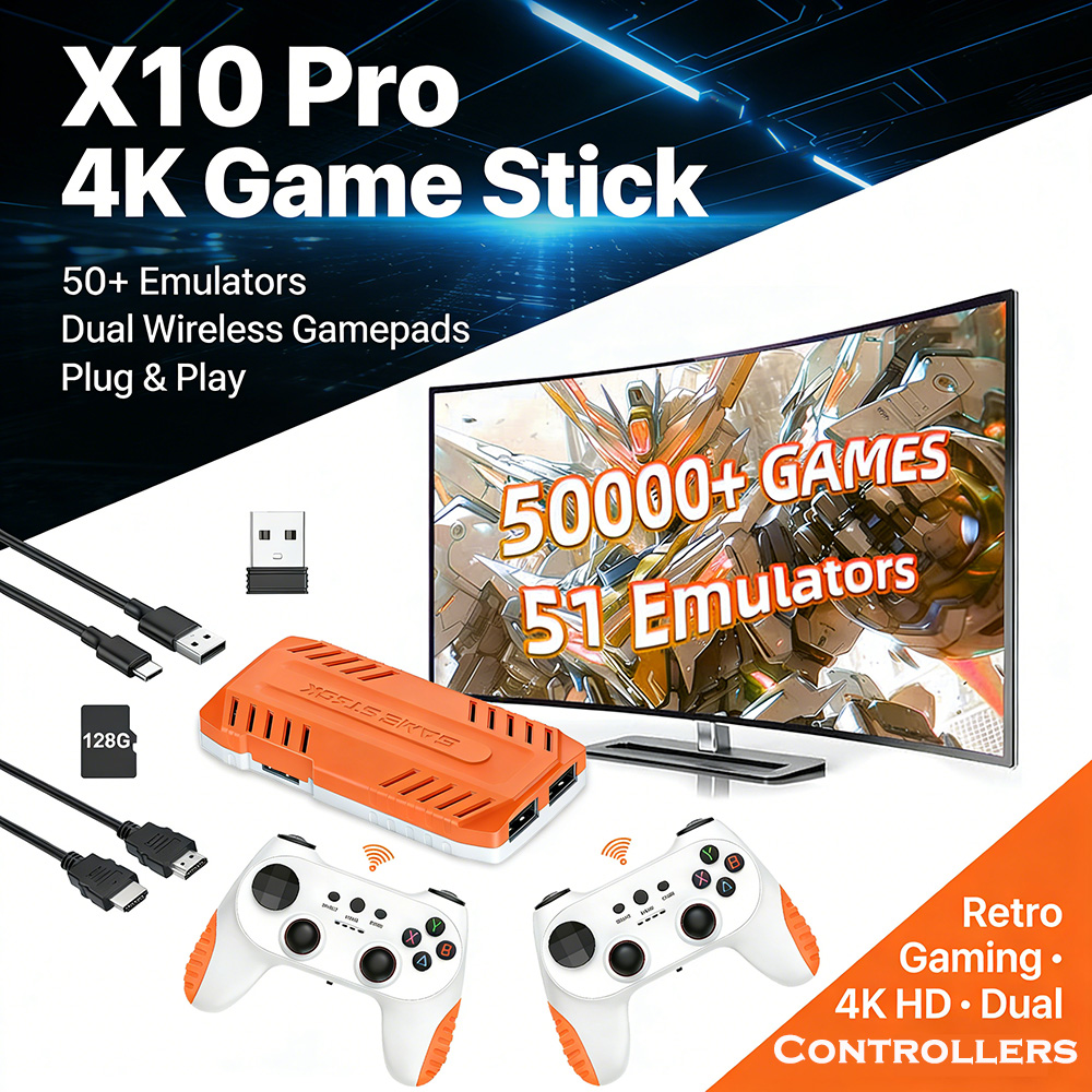 Retro Gaming Mister - GamePulseX10 Pro 4Kゲームスティック 128GB 50000+レトロゲーム 50種類のエミュレーター
