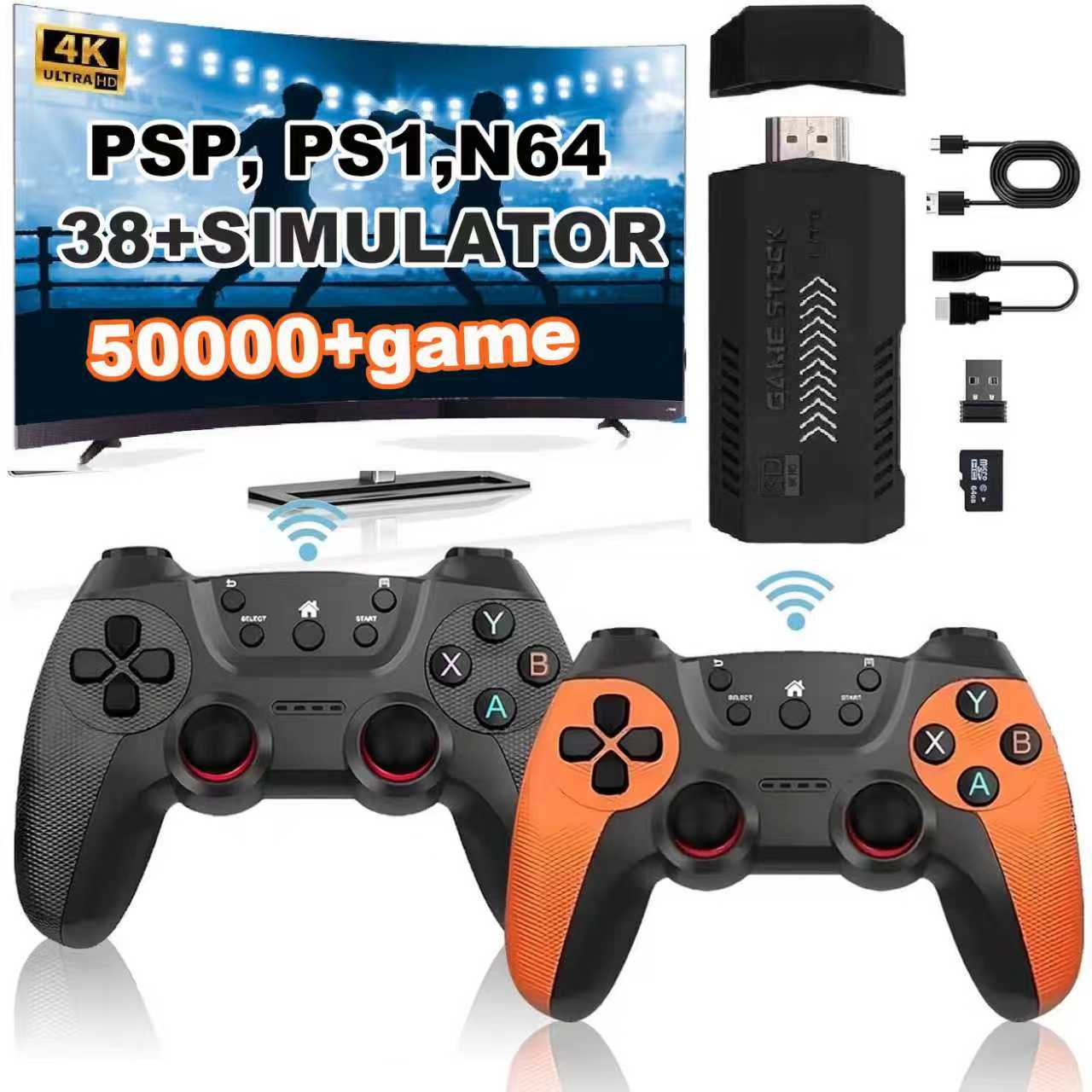Retro Gaming Game Stick - X2Pro TVゲームスティック 4K HDビデオハンドルゲーム機 40K/50Kゲーム 64GB/128GB