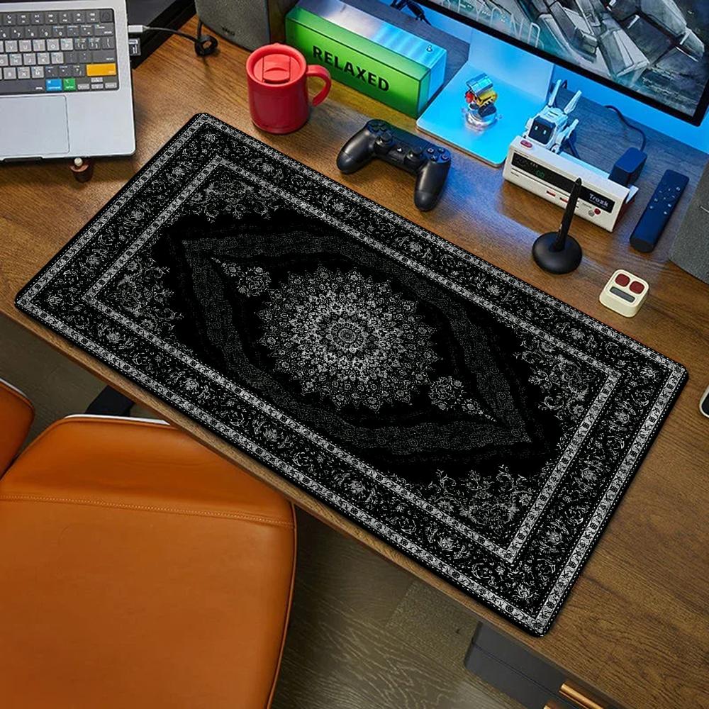 Retro Gaming Keyboard And Mouse - 新しい黒ペルシャ絨毯神秘的なレトロマウスパッド Pc ゲーマーマウスパッドゴム製マウスマットゲーミングキーボードパッドオフィスデスクマット