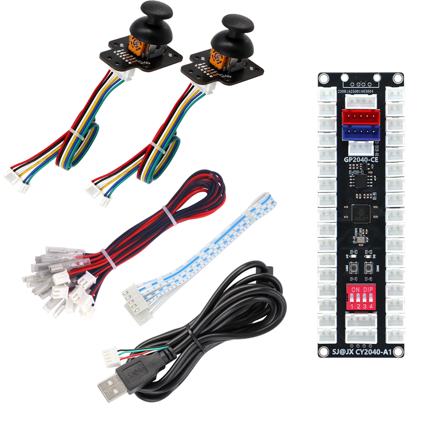Arcade Button Kit - SJ@JX アーケードコントローラージョイスティックボタンキット RP2040 エンコーダー、3D アナログジョイスティック、超低遅延、PC および