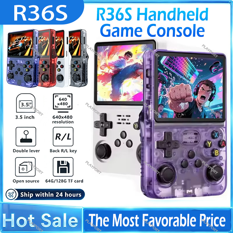Retro Gaming Mister - レトロハンドヘルドゲーム機 R36S 3.5インチ画面 ポータブルハンドヘルドゲームプレーヤー 64/128GB エミュレーター
